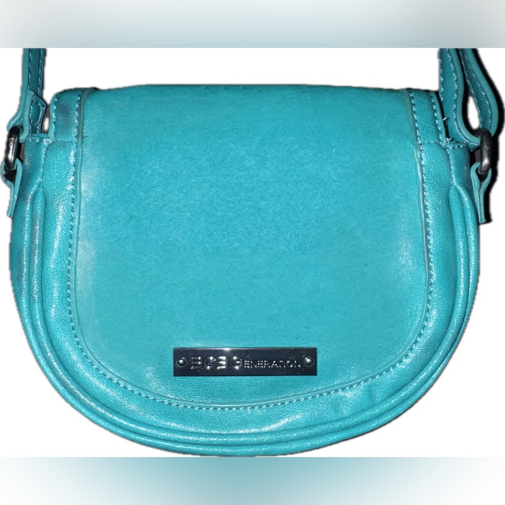 BCBGeneration Leather Crossbody Bag, Turquoise, 7”x6”x1”, Pristine Condition!